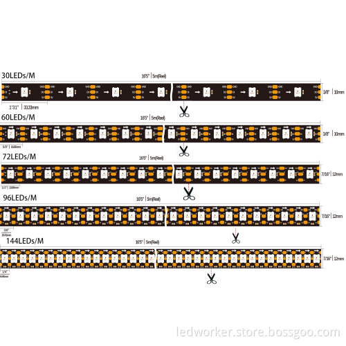 5V 12V 24V Addressable SMD 5050 RGB 60LED/M WS2812B LED Strip
